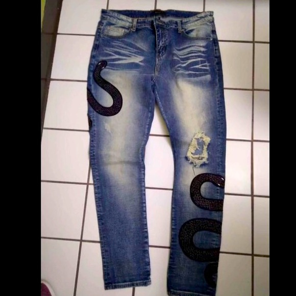 Farfetch Amiri Black Snake Jeans Amiri Snake Embellished Denim